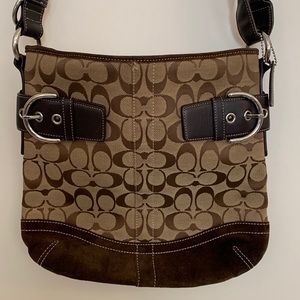 Coach signature canvas/suede crossbody bag